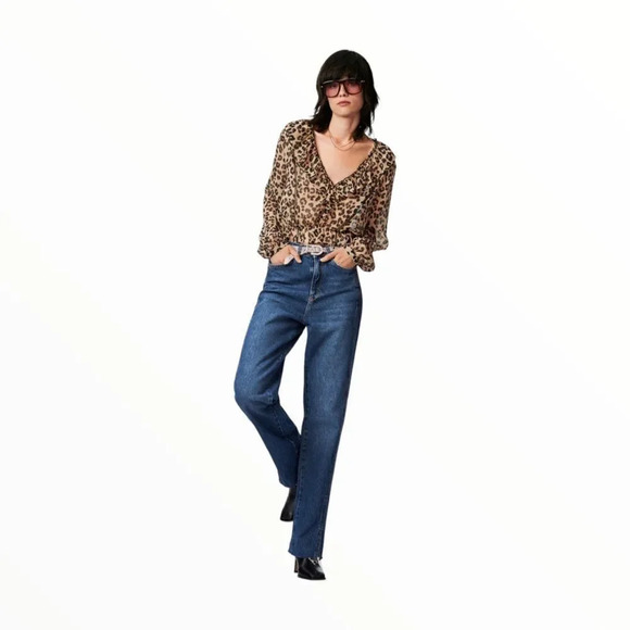 ZARA | Brown | ANIMAL PRINT CROPPED BLOUSE - Picture 6 of 11